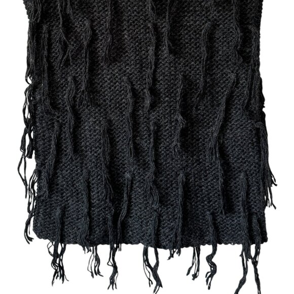 Mystree Wool Blend Fringed Gray Sweater Vest Distressed Whimsy Goth Edgy Alt Md - Picture 7 of 10